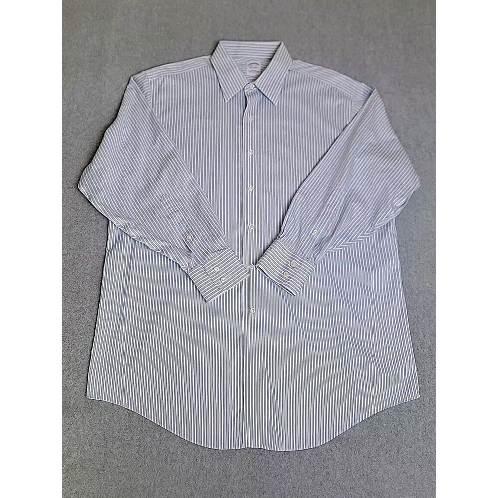 Brooks Brothers Dress Shirt Mens 33 16.5  Blue Stripe Cotton Preppy Business Dad